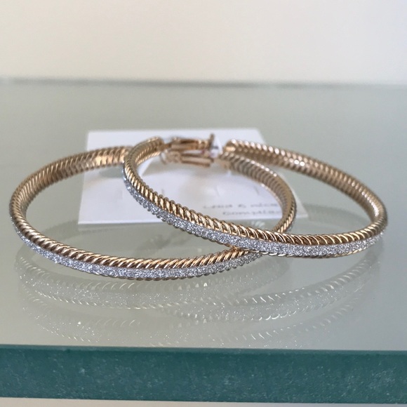 💎Crushed Crystal Ribbed Hoop Earrings 💎 - Picture 3 of 6